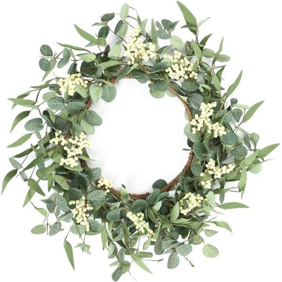 20'' Eucalyptus Wreath for Front Door, Porch, Window - Green Decor for Home - Picture 1 of 7